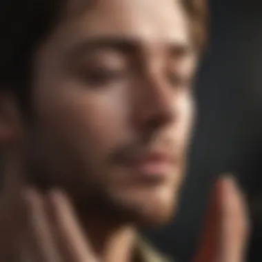 Close-up of a person meditating with focus