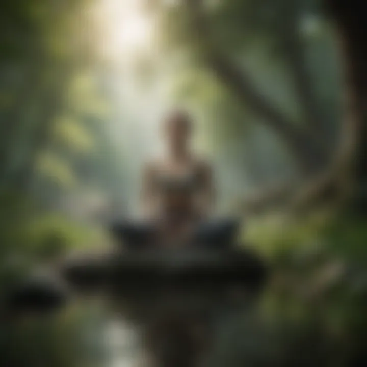 Meditation scene with serene nature background