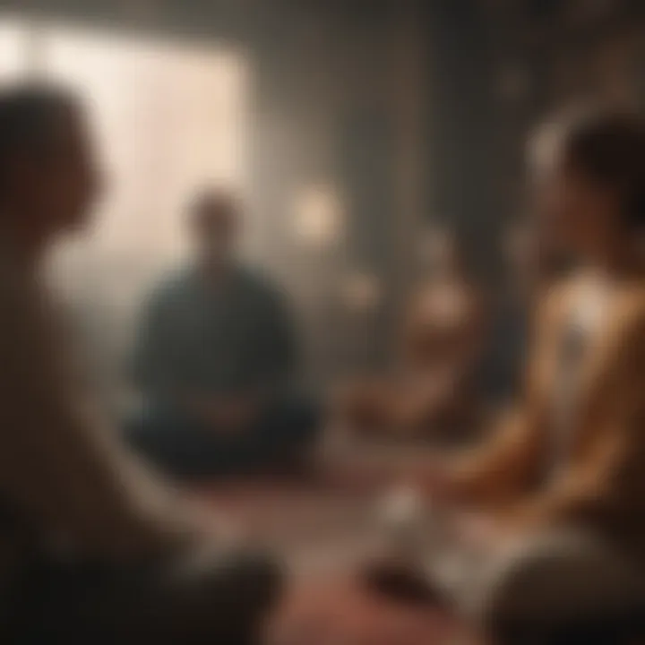 A diverse group of individuals engaging in a thoughtful conversation
