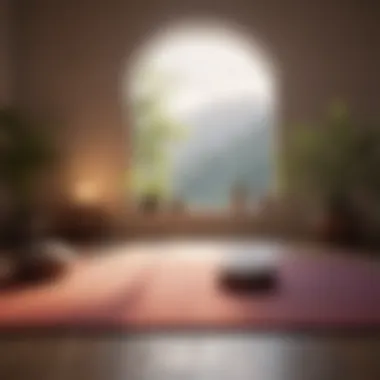Peaceful Meditation Space A peaceful indoor setting with a meditation mat and soft lighting, ideal for morning routines.