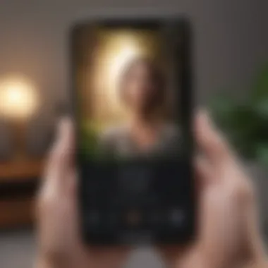 User-Friendly Meditation App Interface A smartphone displaying a meditation app interface, showcasing its user-friendly design and features.