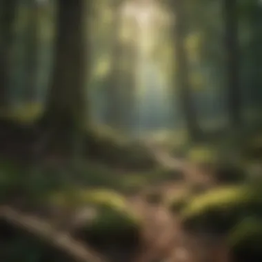 Nature's Harmony A tranquil forest scene with soft sunlight filtering through the trees, enhancing relaxation.