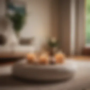 Serene Meditation Space An elegant setup featuring a meditation cushion, candles, and calming decor, promoting serenity.
