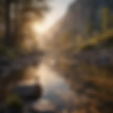Serenity in Nature Tranquil mountain landscape at sunrise