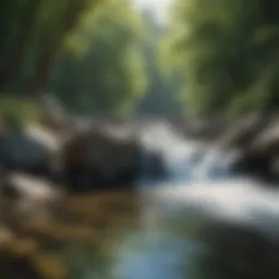 Tranquil nature scene with soft flowing water