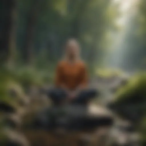 Person practicing mindfulness in a serene environment