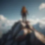 A mountain climber reaching the summit, symbolizing achievement and perseverance.