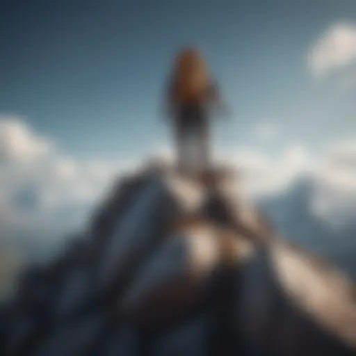 A mountain climber reaching the summit, symbolizing achievement and perseverance.