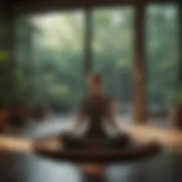 Serene meditation space with natural elements
