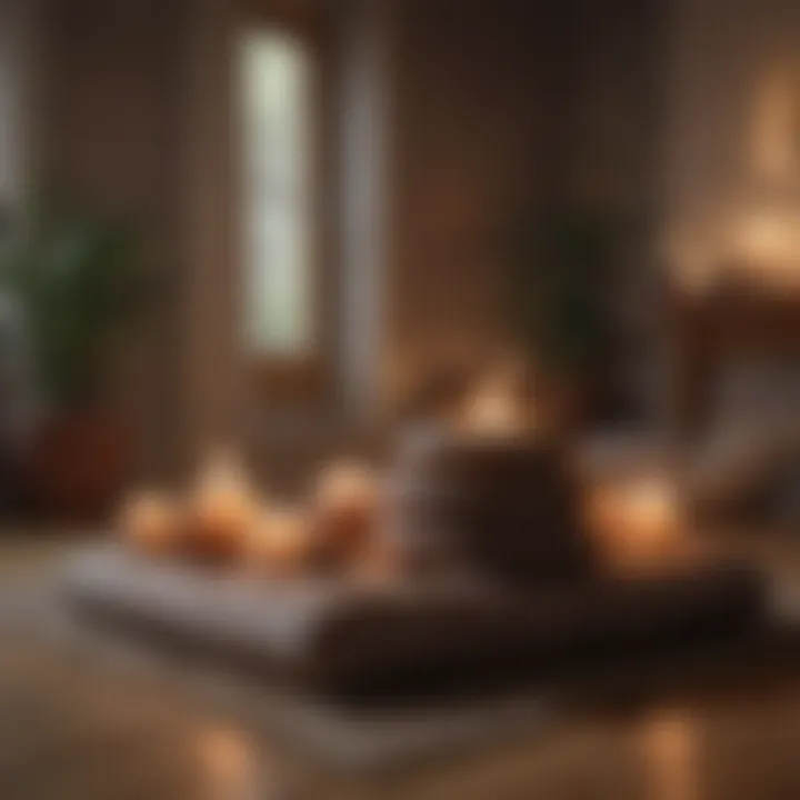 A calm meditation space with candles and cushions