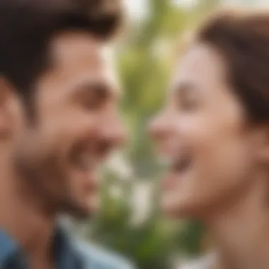 A close-up of two individuals sharing a laugh, symbolizing a blossoming friendship.