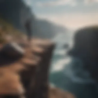 Contemplating the Edge of Failure A person standing at the edge of a cliff, contemplating