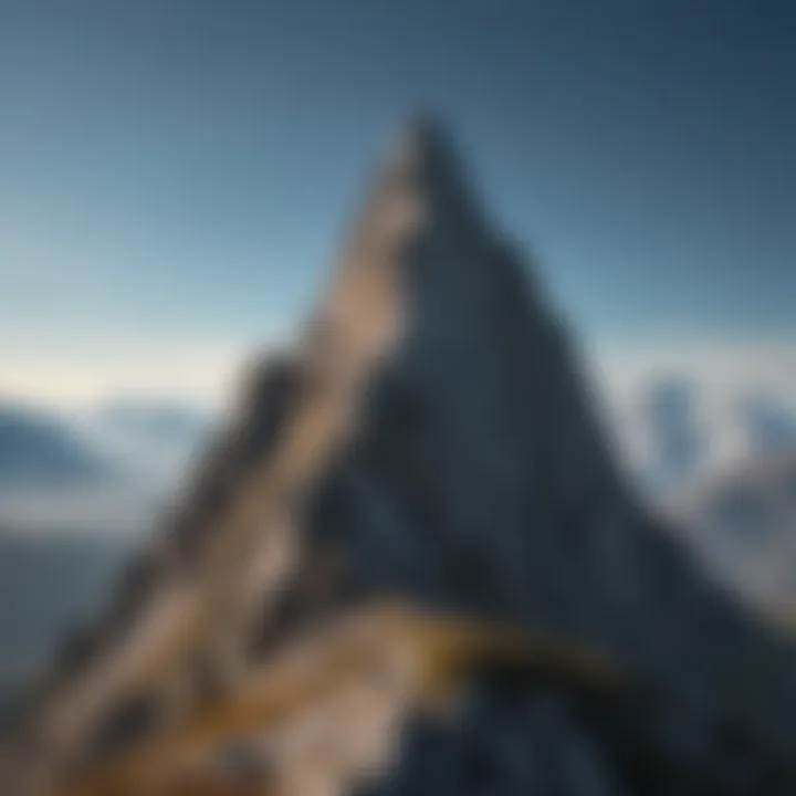 A mountain peak with a clear sky, representing overcoming challenges.