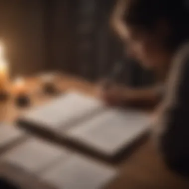 Reflective Journaling A person writing in a journal, capturing thoughts on self-love