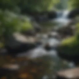Serene nature landscape with flowing water