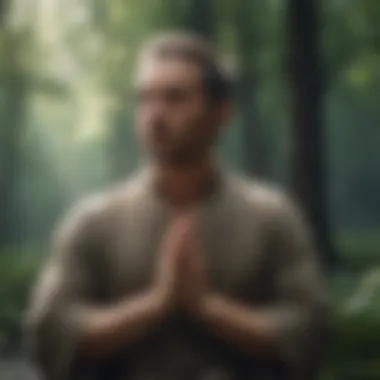 Embracing Inner Peace Meditative individual surrounded by peaceful elements