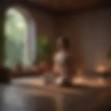 Serene meditation space with soft lighting