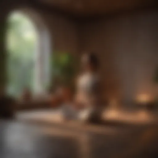 Serene meditation space with soft lighting