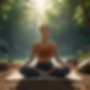 An individual engaged in meditation, surrounded by a peaceful environment emphasizing mindfulness.