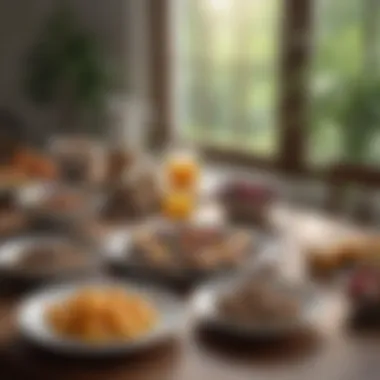 A beautifully arranged breakfast table featuring nutritious foods that promote well-being.