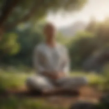 A person meditating outdoors, representing inner peace and self-awareness