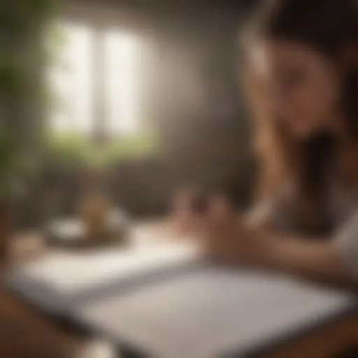 An open journal with reflective writing and a pen