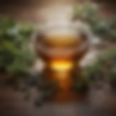 Close-up of herbal tea and calming elements