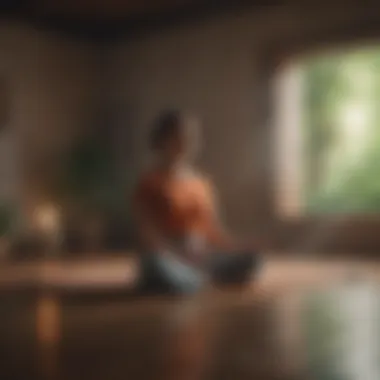 Person practicing meditation in a peaceful setting