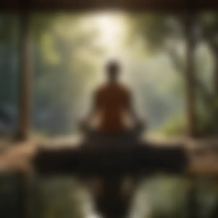 An individual practicing mindfulness in a peaceful setting