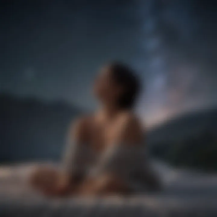 A peaceful nighttime scene with a starry sky
