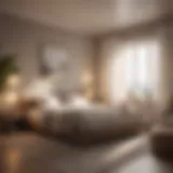 A serene bedroom environment with soft lighting and calming colors
