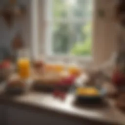 A bright and inviting morning kitchen setting with a nutritious breakfast spread
