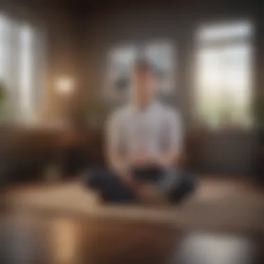 Incorporating Mindfulness Practices at Work A person meditating in an office setting