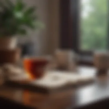 Reflective Exercises for Self-Discovery A journal open with reflective writing and a cup of tea