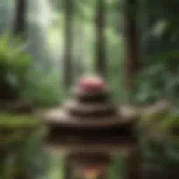 Tranquil meditation space with natural elements