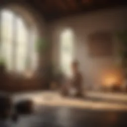 Tranquil meditation space with soft lighting