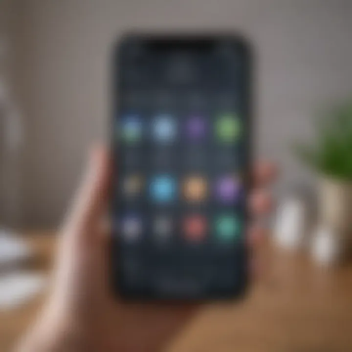 A smartphone displaying various mental health app interfaces