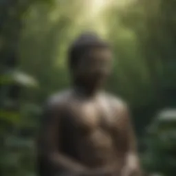 A serene Buddha statue surrounded by nature