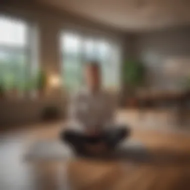 Embracing Mindfulness for Stress Relief Mindfulness practice in a serene office environment