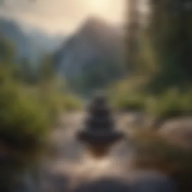 A serene view encouraging mindfulness Tranquil landscape for meditation