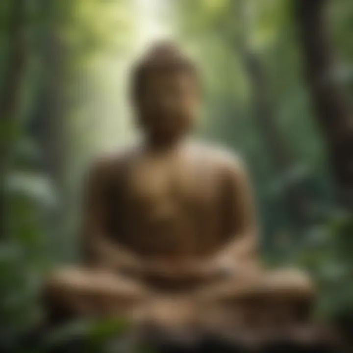 Buddha sitting in meditation amidst serene nature