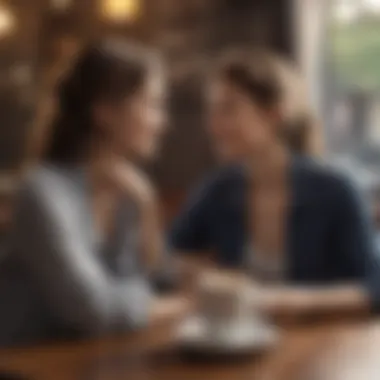 A couple sharing a heartfelt moment at a café, reflecting deep connection