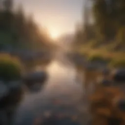 A serene landscape with a calming sunset