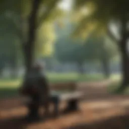 A solitary figure sitting on a bench in a park, embodying feelings of isolation.