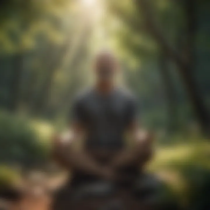 A peaceful mind meditating in nature