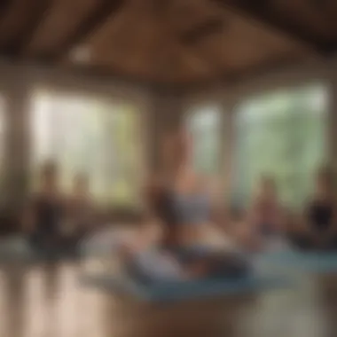 A group engaged in a yoga session emphasizing community and connection