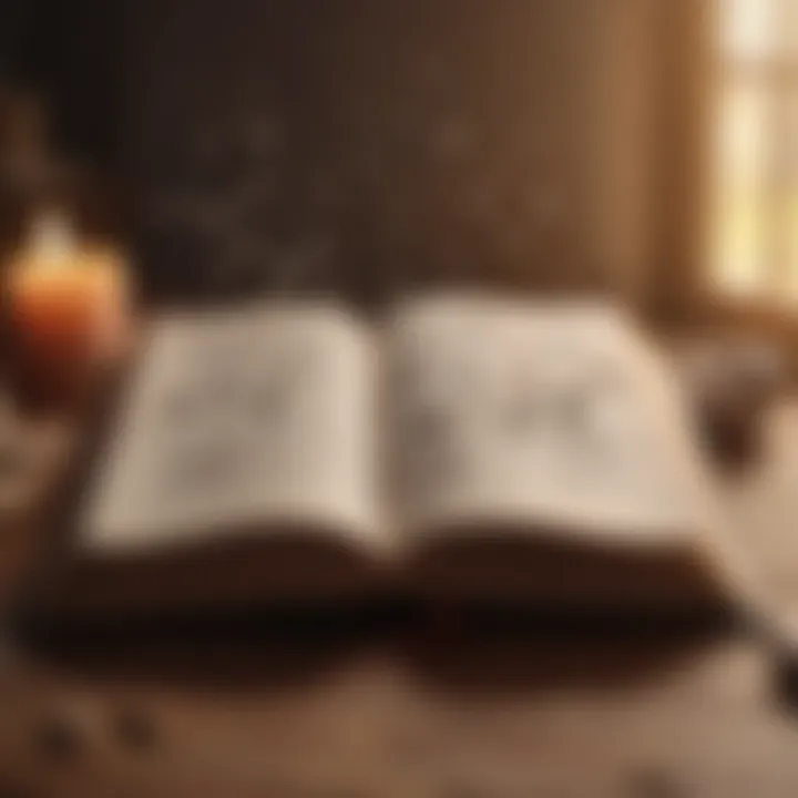 An open book with motivational quotes scattered around it