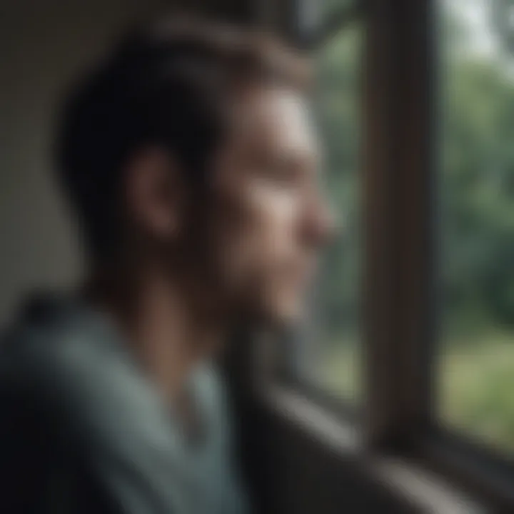 A person gazing thoughtfully out of a window