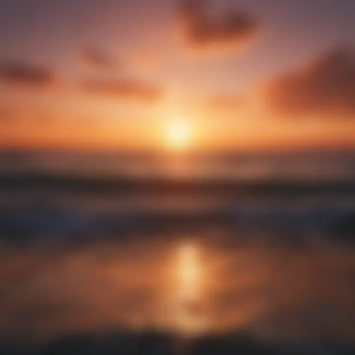 A vibrant sunset over a calm ocean depicting personal growth