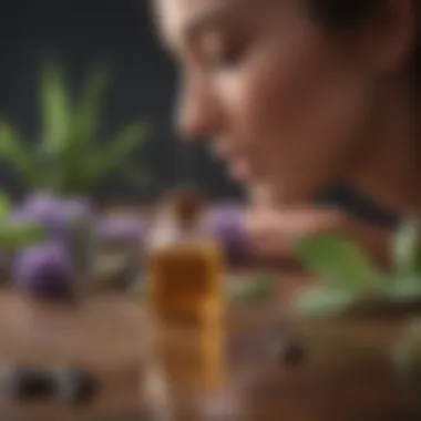 A close-up of calming essential oils